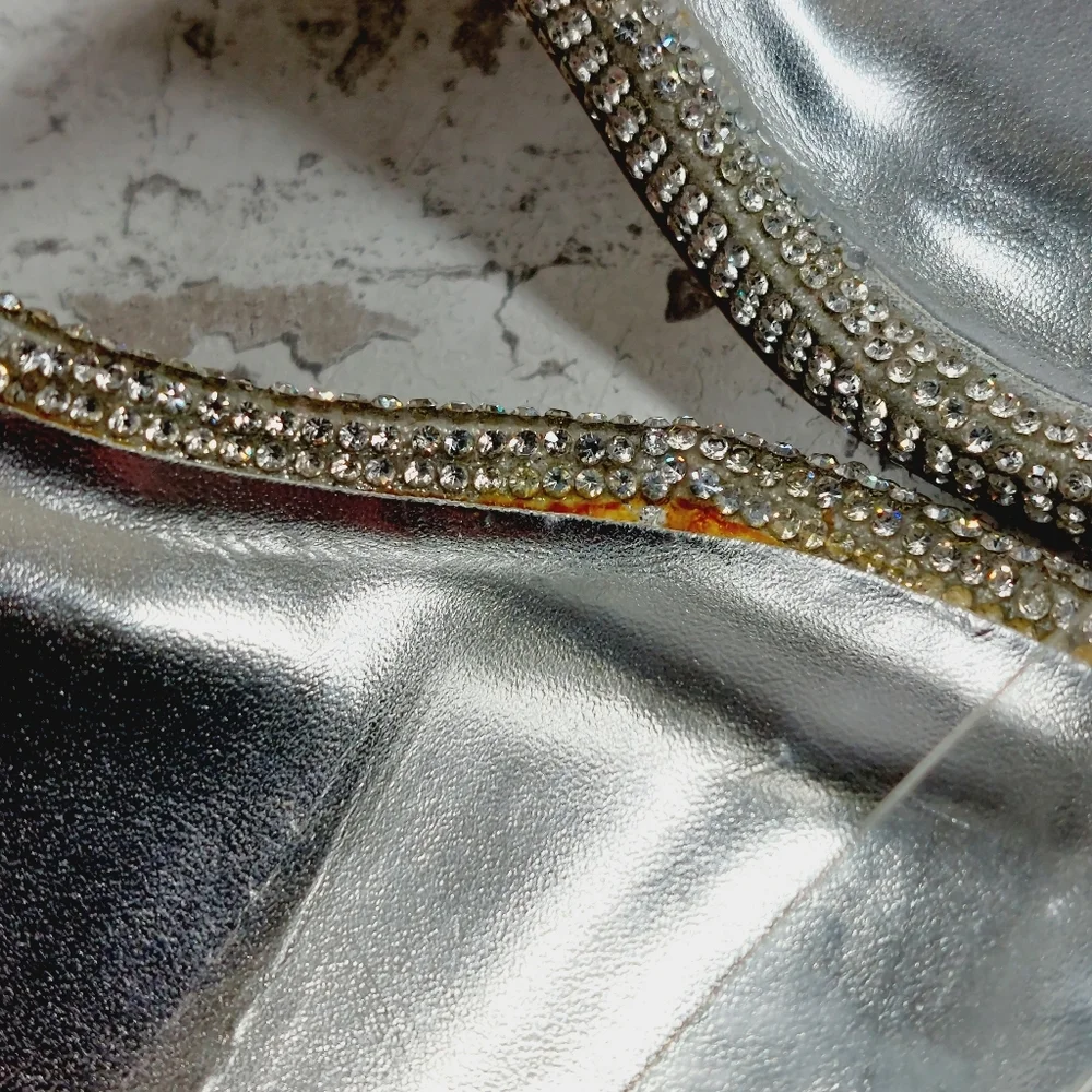 New Steve Madden Pending Embellished Clear Strap Stiletto Sandals C366 - Picture 13 of 14